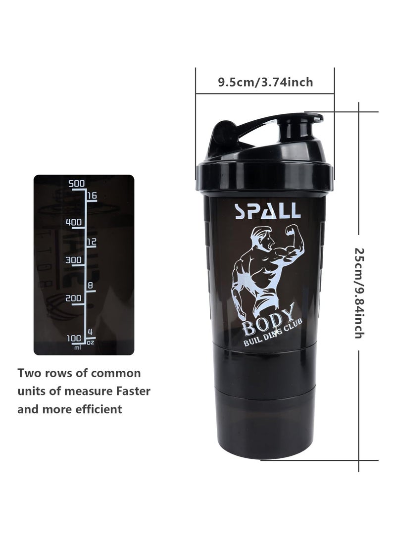 Spall Protein Shaker Bottle Cym Shaker Cup For Protein Shakes 16oz Shake Bottle With Shaker Ball And Storage Compartment Leak Proof BPA Free - Image 4