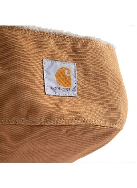 Firm Duck Dog Bed, Durable Canvas Pet Bed with Water-Repellent Shell, Carhartt Brown with Sherpa Top, Large