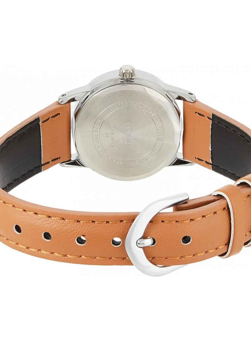 كاسيو ساعة كاسيو للنساء - LTP-V002L-7B3UDF مينا فضي، سوار بني - Image 2