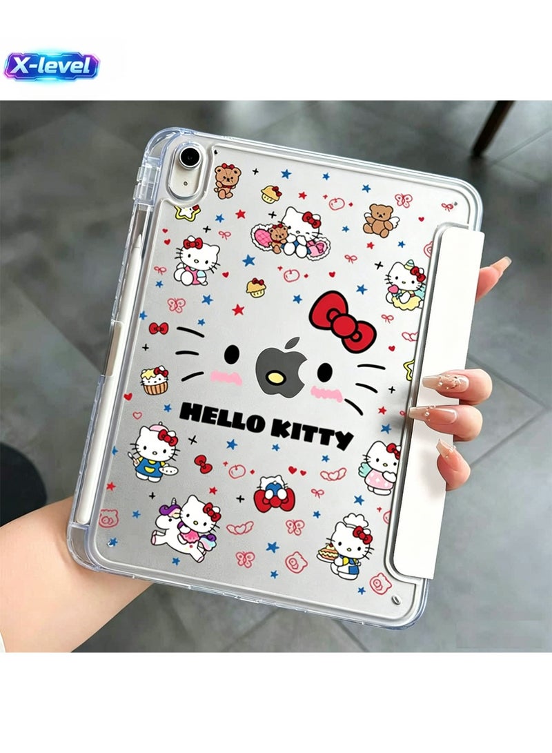 Hello Kitty Cute Cartoon Case for iPad 11th (A16) 11 inch 2025 Gen/Case For iPad 10th Gen Case 2022 iPad 10 Case Slim Stand Clear Transparent Shell Back with Pencil Holder Smart Cover for 11" iPad 11th 2025/10.9"iPad 10th Gen 2022 - Image 1