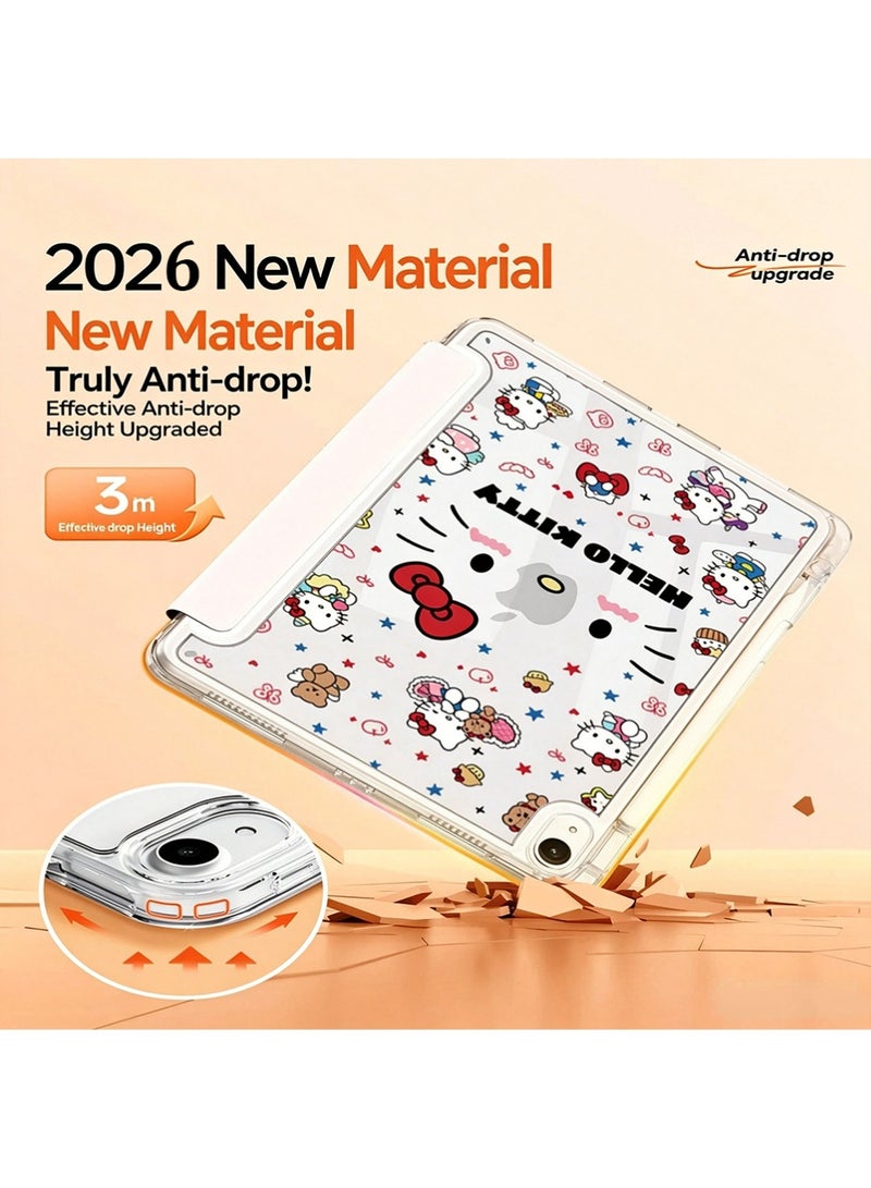 Hello Kitty Cute Cartoon Case for iPad 11th (A16) 11 inch 2025 Gen/Case For iPad 10th Gen Case 2022 iPad 10 Case Slim Stand Clear Transparent Shell Back with Pencil Holder Smart Cover for 11" iPad 11th 2025/10.9"iPad 10th Gen 2022 - Image 4