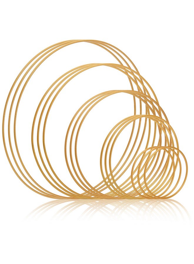 ZOOFOX 15 Pack Metal Hoops For Crafts Gold Dream Catcher Rings 4Inch/ 6Inch/ 8Inch/ 10Inch/ 12Inch Floral Hoop Wreath Macrame Craft Ring For Making Wedding Wreath Decor Diy Wall Hanging - Image 1