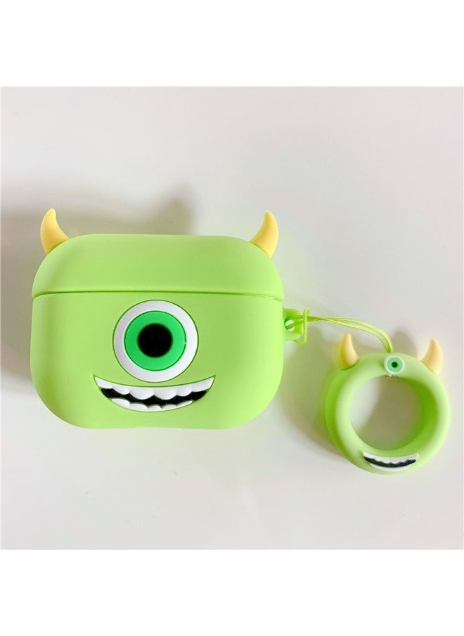 yongsheng Cartoon Case Cover Monster Mike For Apple AirPods Pro Green，Case Protective Funny Cute Cartoon Slim Cover with Keychain  - Image 2