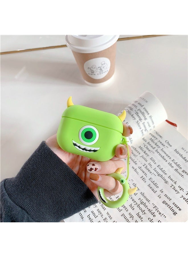 yongsheng Cartoon Case Cover Monster Mike For Apple AirPods Pro Green，Case Protective Funny Cute Cartoon Slim Cover with Keychain  - Image 4