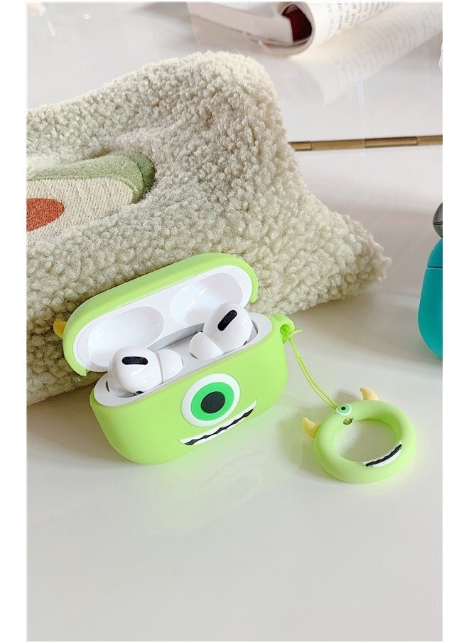 yongsheng Cartoon Case Cover Monster Mike For Apple AirPods Pro Green，Case Protective Funny Cute Cartoon Slim Cover with Keychain  - Image 5