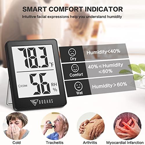 DOQAUS Digital Hygrometer Indoor Thermometer Humidity Meter Room Thermometer with 5s Fast Refresh Accurate Temperature Humidity Monitor for Home, Bedroom, Baby Room, Office, Greenhouse, Cellar (Black) - Image 3