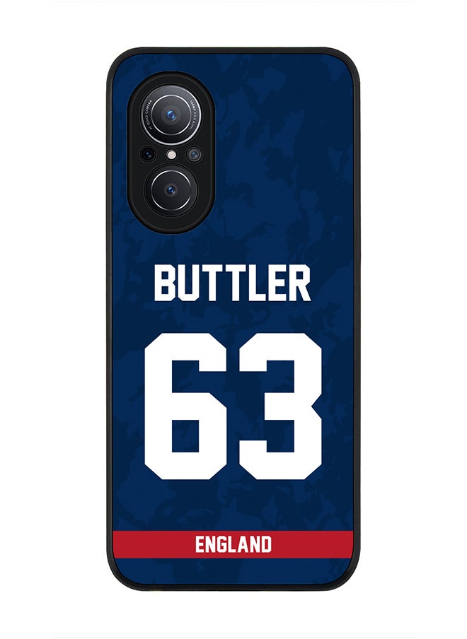 Stylizedd - Rugged Black Edge Case for Huawei Nova 9 SE , Slim fit Soft Case Flexible Rubber Edges Thin Cover - Player Name - Jos Buttler, Jersey Number- 63 - Image 1