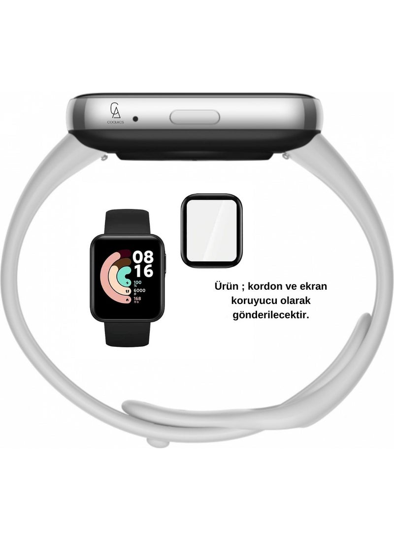 Coolacs Xiaomi Redmi Watch 3 Active Compatible Soft Silicone Band and Curved Screen Protector Set Cream  - Image 3