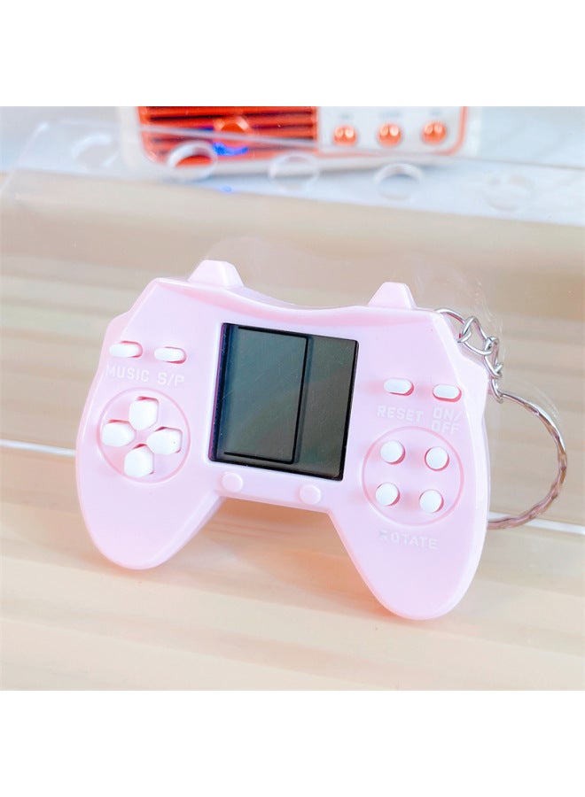 Mini Handheld Handle Tetris Electronic Game Machine Retro Small Toy Gift Keychain Pendant-Color:Macaron Powder ]  - Image 1