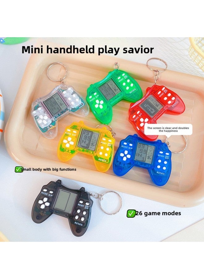 Mini Handheld Handle Tetris Electronic Game Machine Retro Small Toy Gift Keychain Pendant-Color:Macaron Powder ]  - Image 2