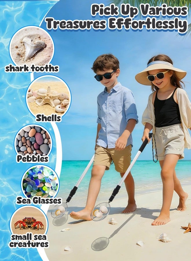 Big Gun Biggun 2 Pcs Effortless Sand Sifter - 22"~33" Adjustable Shark Tooth/Teeth Sifter, Shelling Tools for The Beach Seashell Collecting, Shell Scooper Beach Toys for Kids Adults - Image 4
