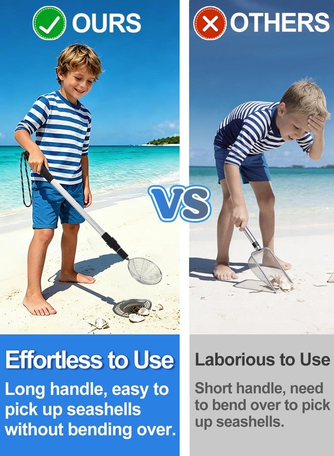 Big Gun Biggun 2 Pcs Effortless Sand Sifter - 22"~33" Adjustable Shark Tooth/Teeth Sifter, Shelling Tools for The Beach Seashell Collecting, Shell Scooper Beach Toys for Kids Adults - Image 2