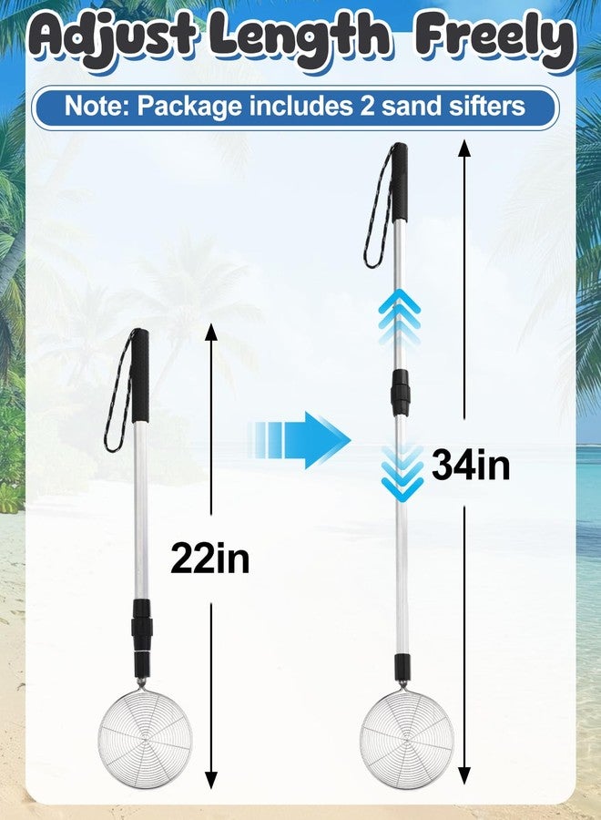 Big Gun Biggun 2 Pcs Effortless Sand Sifter - 22"~33" Adjustable Shark Tooth/Teeth Sifter, Shelling Tools for The Beach Seashell Collecting, Shell Scooper Beach Toys for Kids Adults - Image 3