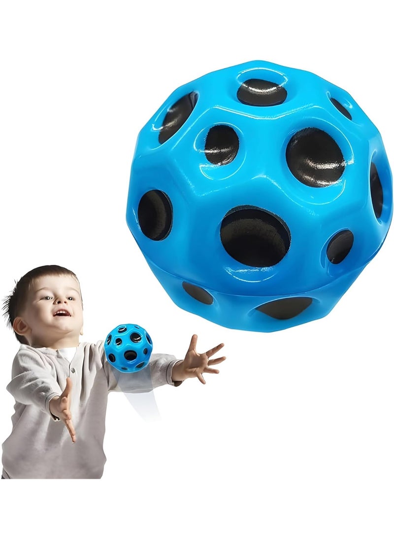 PLAYZO Moon Ball | Bouncy Ball | Porous Bouncy for Kids' Toy with Ultimate Bounce Fun |High Jumping Rubber Space Ball | Blue - Image 1