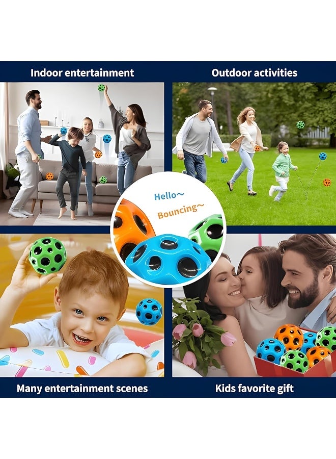 PLAYZO Moon Ball | Bouncy Ball | Porous Bouncy for Kids' Toy with Ultimate Bounce Fun |High Jumping Rubber Space Ball | Blue - Image 2