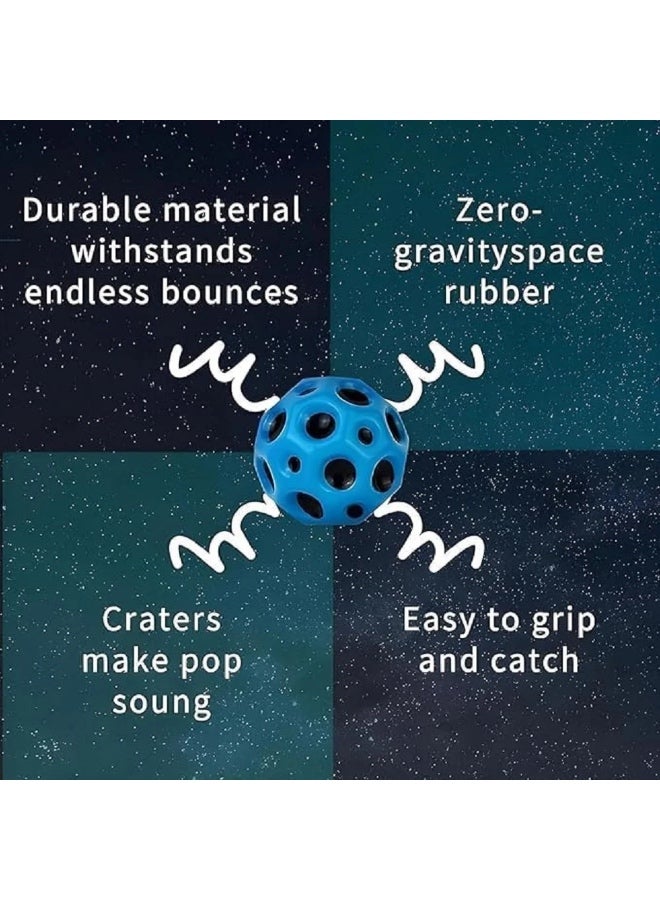 PLAYZO Moon Ball | Bouncy Ball | Porous Bouncy for Kids' Toy with Ultimate Bounce Fun |High Jumping Rubber Space Ball | Blue - Image 3
