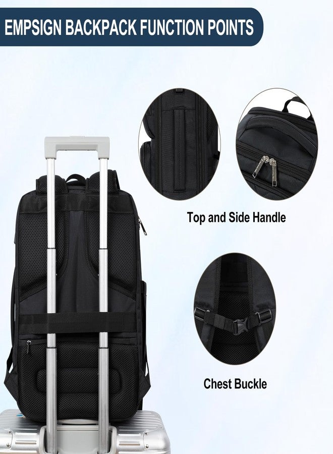 EMPSIGN Ryanair Hand Luggage, 46 x 33 x 18 cm Travel Backpack, 30L Women's Backpack, 17.3 Inch Laptop Compartment and USB Charging Port, Travel Backpack Cabin Bag for Business, Quilted Black, 17 - Image 5