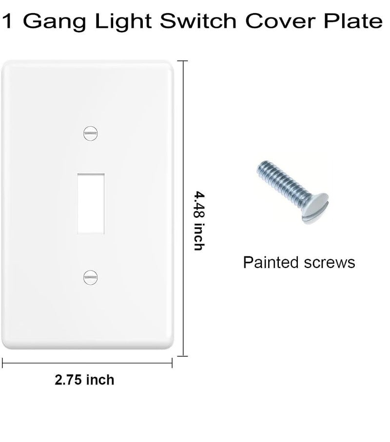 ZEFTV Toggle Light Switch Wall Plates 1-Gang Switch Electrical Cover Plate Unbreakable Thermoplastic Faceplate, White (4 Pack) - Image 3