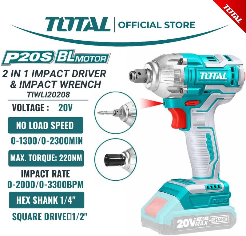 Total 20V Lithium Ion Cordless Impact Driver & Wrench - Image 3