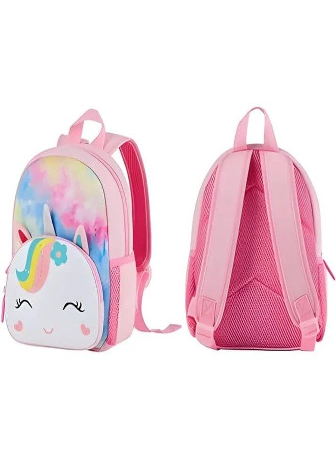 Kiditos Backpack, Cute Cartoon Unicorn Lightweight Preschooler Kids Outdoor Picnic Travelling Bag Soft Plush Backpack with Front Pocket for Girls, Ages 2 to 6 Years (Pink) - Image 4