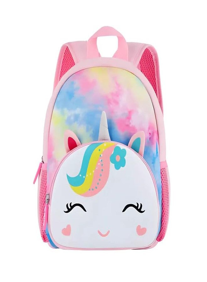 Kiditos Backpack, Cute Cartoon Unicorn Lightweight Preschooler Kids Outdoor Picnic Travelling Bag Soft Plush Backpack with Front Pocket for Girls, Ages 2 to 6 Years (Pink) - Image 1