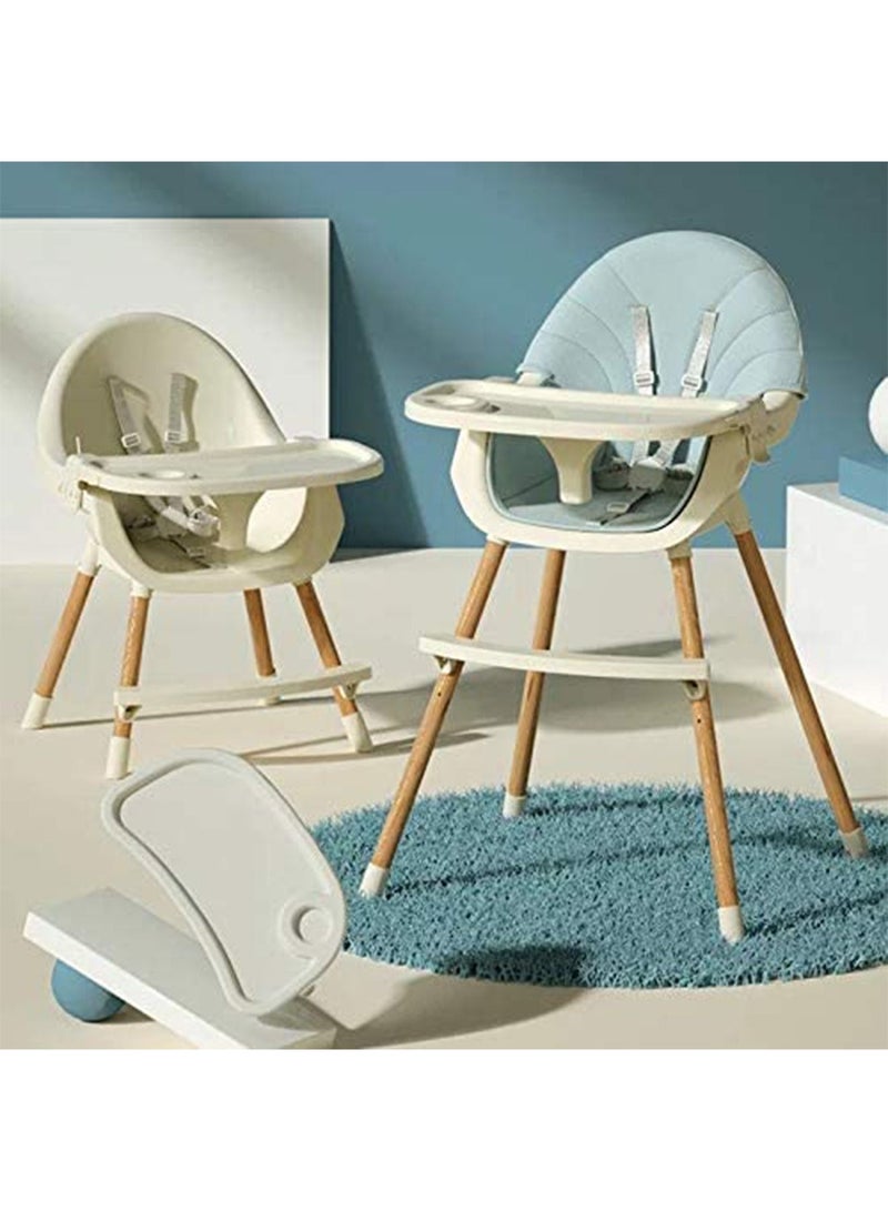 GT-Wheel Baby Dining Chair 3-in-1 Portable High Chairs Adjustable Height Foldable Toddler Seat Safe Toddler's Dining Chair with Meal Tray for Your Baby (White+blue) - Image 1