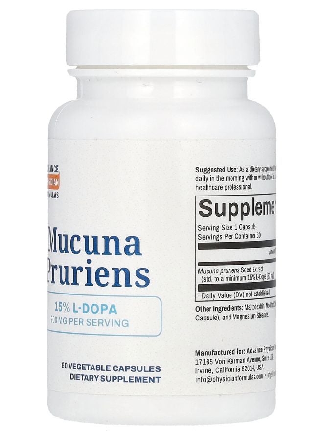 Advance Physician Formulas Mucuna Pruriens 200 mg 60 Vegetable Capsules - Image 2