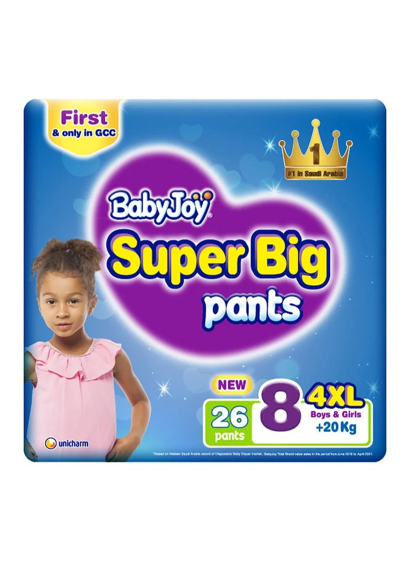 Baby Joy BabyJoy Culotte Pant Style Diapers 4XL - Super Big Pant Style for 20kg+ Babies, Double Leak Barrier, Air Fresh, 26pcs  - Image 1