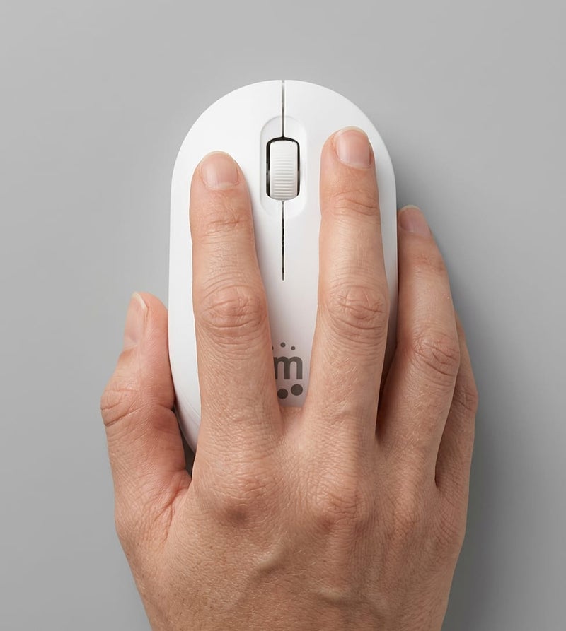 Manhattan Performance III Wireless Optical USB Mouse, White, 1000 DPI, 3 Buttons, Ambidextrous Design for Left and Right Handed Users, 2.4 GHz RF Nano Receiver, Reliable Comfort for Everyday Use - Image 2