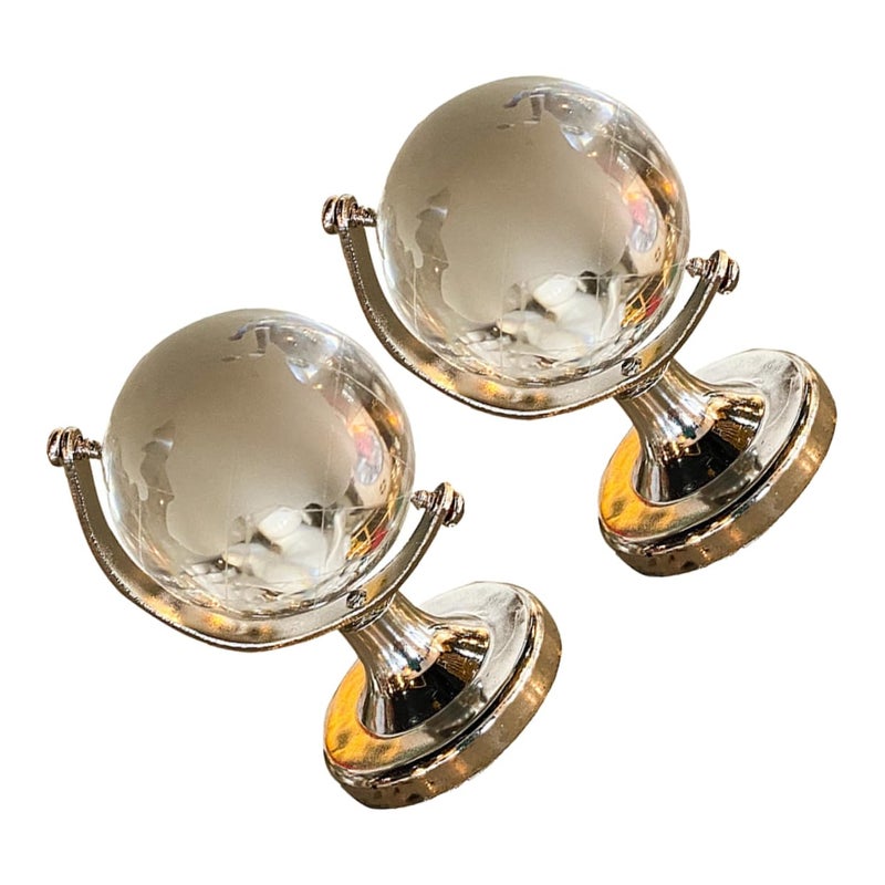 Rotatable Crystal Desktop Globe High Borosilicate Glass Sphere Home Office Decor - Image 2