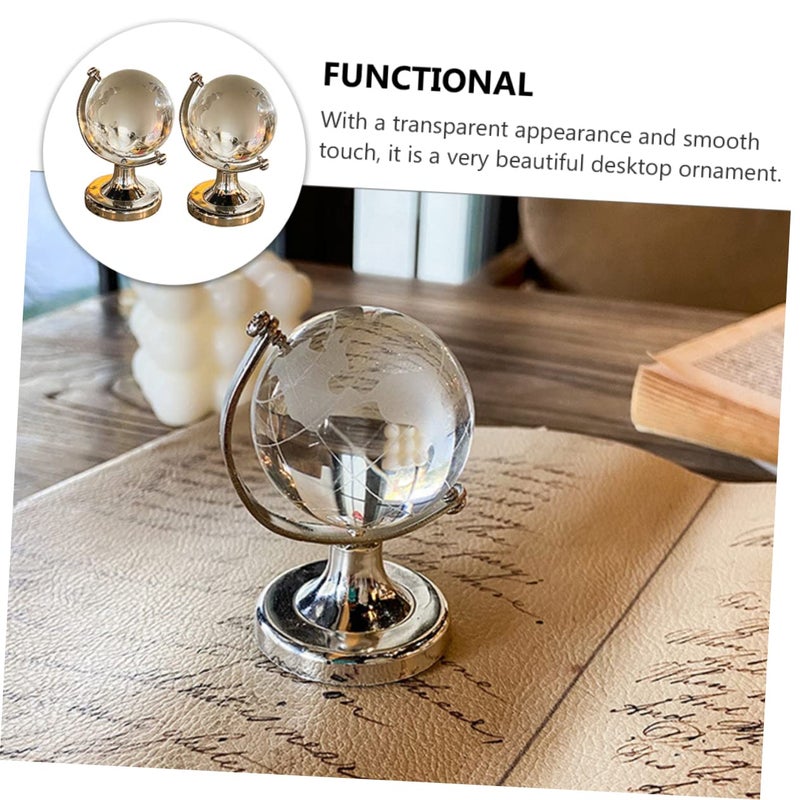 Rotatable Crystal Desktop Globe High Borosilicate Glass Sphere Home Office Decor - Image 4