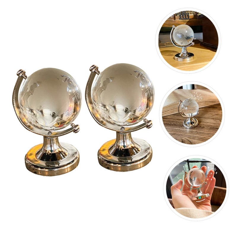 Rotatable Crystal Desktop Globe High Borosilicate Glass Sphere Home Office Decor - Image 5