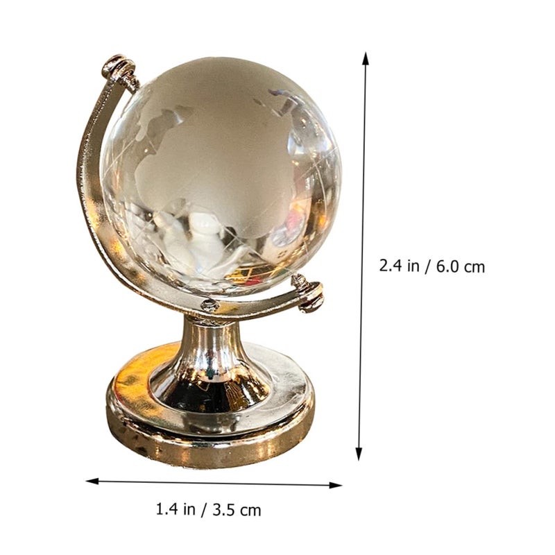Rotatable Crystal Desktop Globe High Borosilicate Glass Sphere Home Office Decor - Image 3