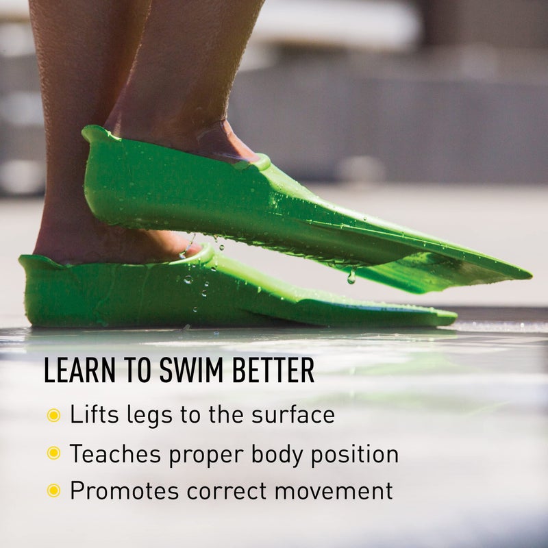 FINIS Booster Swim Fins for Kids - Floating Rubber Fins - Teaches Kick Technique - Open-Toe Design - Comfortable Fit - Green, 3XS - Image 3