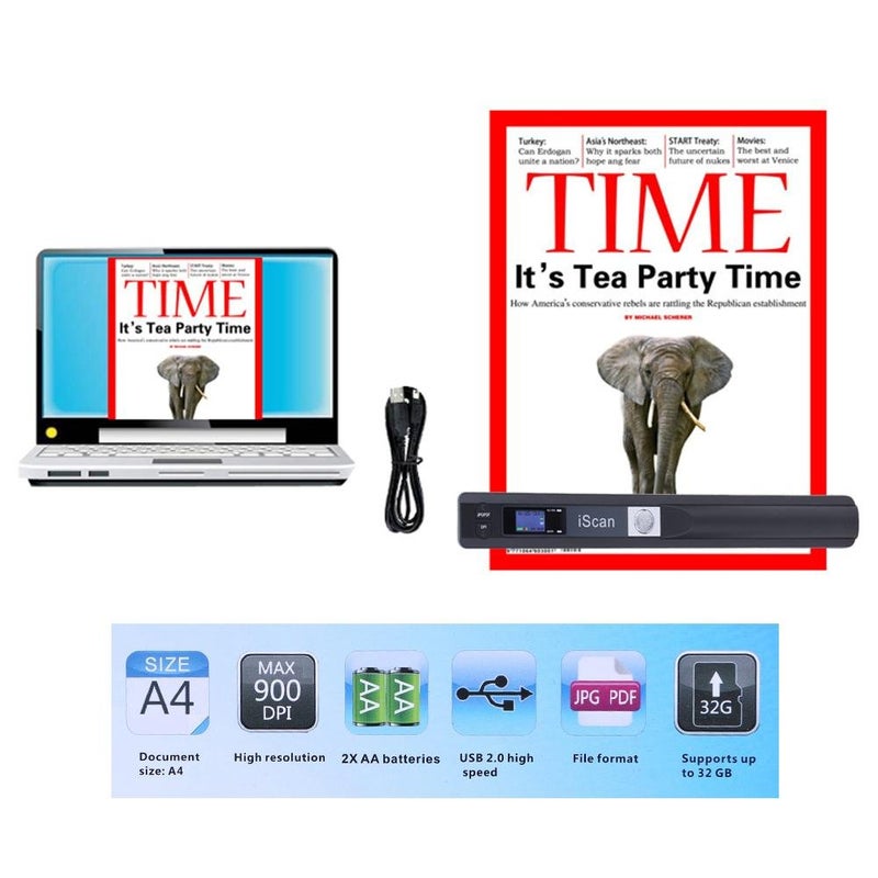 Microware 900Dpi Jpg and Pdf Format A4 Size Book Scanner Iscan Handheld Document Scanner - Image 4