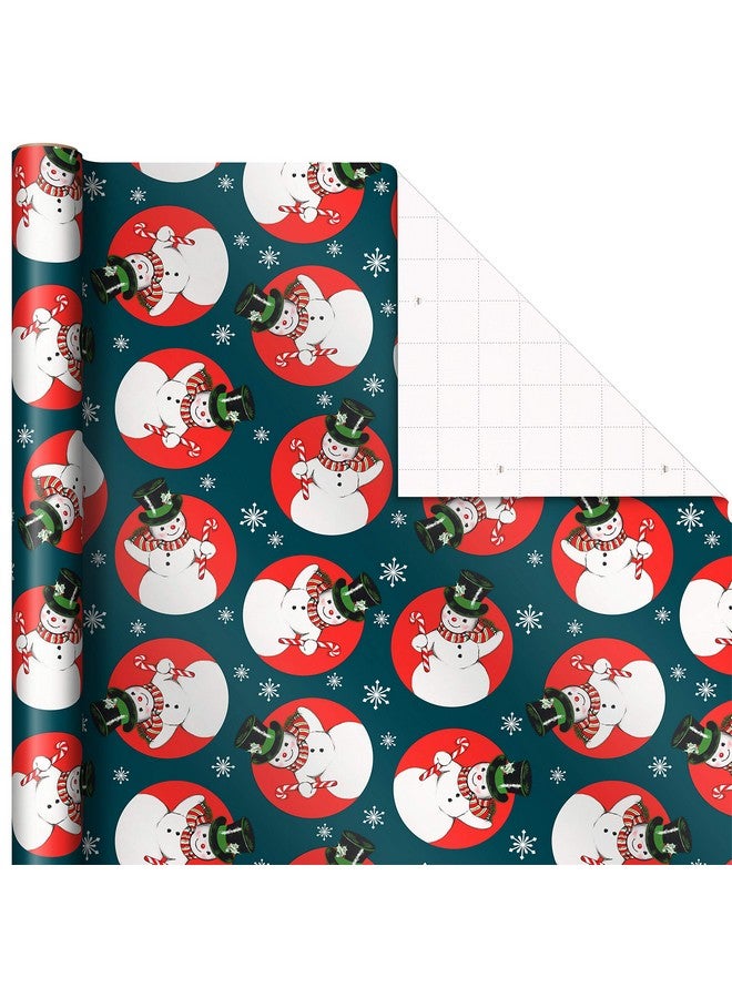 Hallmark Vintage Christmas Wrapping Paper Cut Lines On Reverse (3 Rolls: 120 Sq. Ft. Ttl) Dancing Santas, Classic Snowman, "Merry, Jolly, Happy, Peace" - Image 5