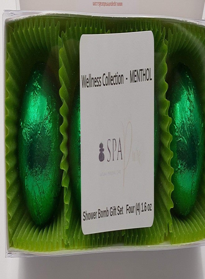 Spa Pure Wellness MENTHOLEUCALYPTUS Shower Bombs - (4-Pack) Aromatherapy Fizzing Shower Bombs by Spa Pure Naturals - Image 1
