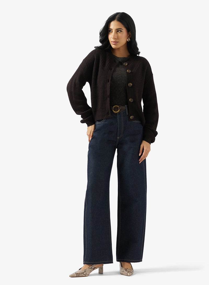 فيرو مودا كارديجان لي طويل الأكمام بياقة دائرية - Image 4