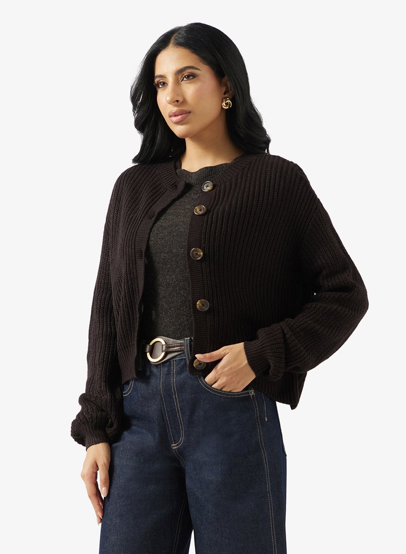 فيرو مودا كارديجان لي طويل الأكمام بياقة دائرية - Image 1