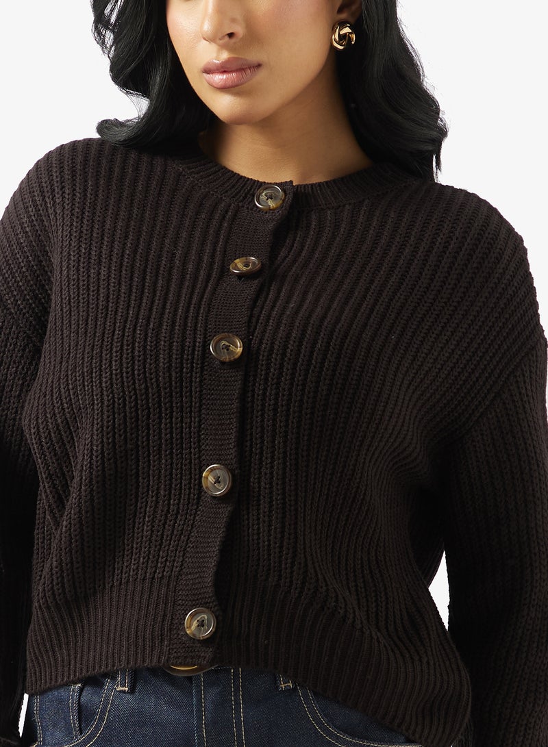 فيرو مودا كارديجان لي طويل الأكمام بياقة دائرية - Image 3