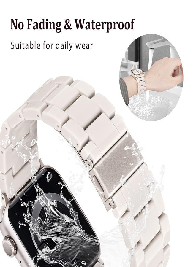 في-مورو سوار V-MORO المصنوع من الراتنج متوافق مع أساور ساعة Apple Watch Series 11/10/9/8/7 سوار أنيق وخفيف الوزن 42 مم/41 مم/40 مم/38 مم لـ iWatch 6/5/4/3/2/1/SE مع مشبك Starlight للنساء والرجال (Starlight) - Image 4