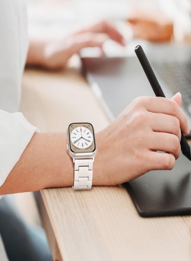في-مورو سوار V-MORO المصنوع من الراتنج متوافق مع أساور ساعة Apple Watch Series 11/10/9/8/7 سوار أنيق وخفيف الوزن 42 مم/41 مم/40 مم/38 مم لـ iWatch 6/5/4/3/2/1/SE مع مشبك Starlight للنساء والرجال (Starlight) - Image 3