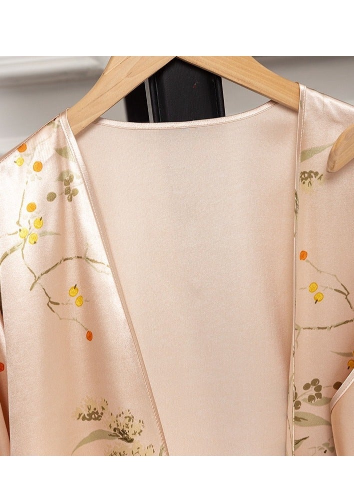 Large Print Five Piece Pajama Home Outfit (Nightgown+2 Camisoles+Pants+Shorts) - Image 2