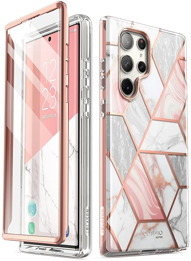 I-blason - Cosmo Series for Samsung Galaxy S23 Ultra Case (2023 Release), Slim Full-Body Stylish Protective Case with Built-in Screen Protector (Marble) - Image 1