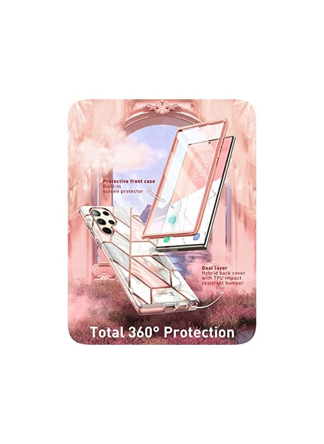 I-blason - Cosmo Series for Samsung Galaxy S23 Ultra Case (2023 Release), Slim Full-Body Stylish Protective Case with Built-in Screen Protector (Marble) - Image 1