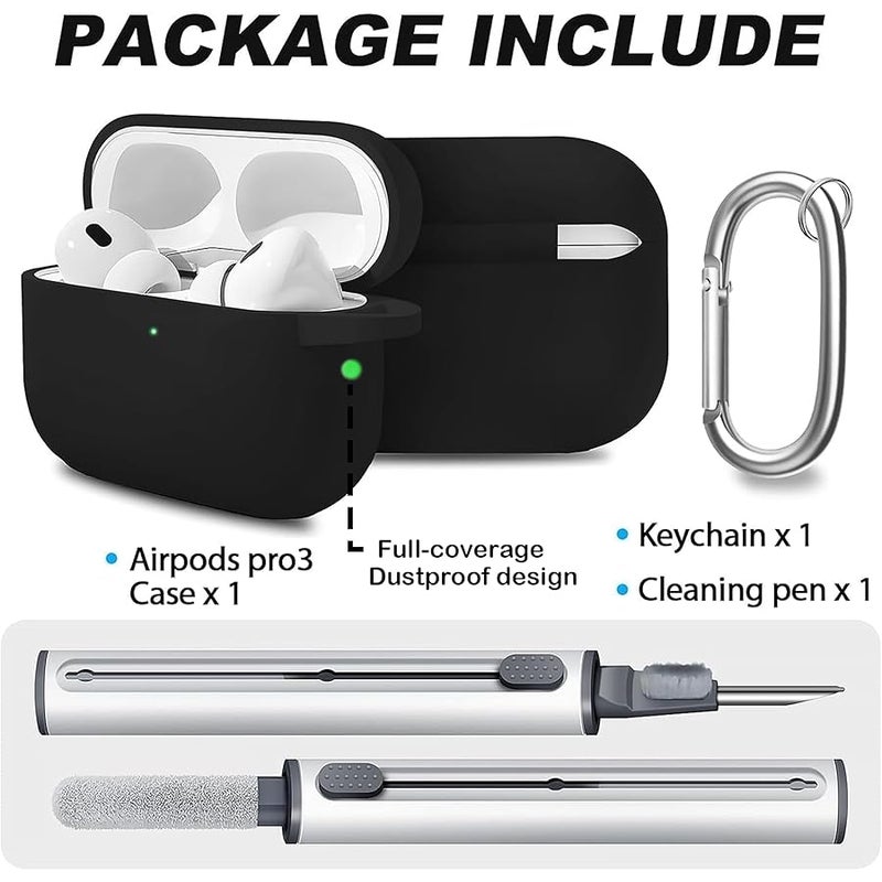 Woyinger for AirPods Pro 3 Case with Cleaner Kit, Soft Silicone Cover for AirPods Pro 3rd Generation Comes with Keychain Pendant for Women Men,Suitable for 3rd Generation Case,Black Punk Robot A - Image 5