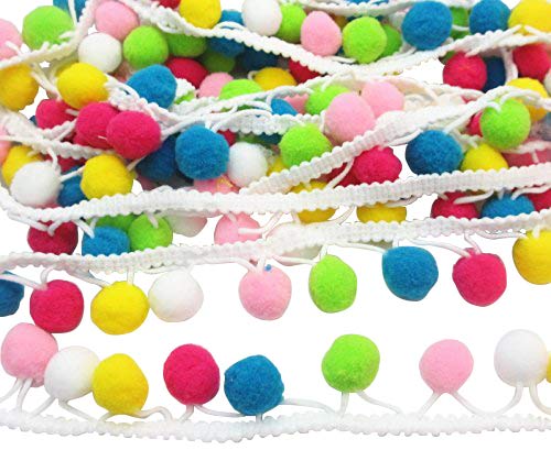Dandan DIY 5yards Colorful 15mm Pom Pom Ball Fringe Trim Ribbon for Clothes Sewing Home Party Wedding Decoration Lace Ribbon Craft Supply - Image 1
