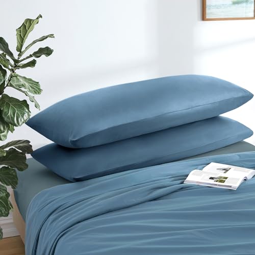 MILVOWOC 2Pcs Brushed Microfiber Body Pillowcases - 20 x 48 Inch, Slate Blue Pillow Case Set Non Slip Envelope Pillow Cover with Moisture Absorption and Anti-Wrinkle - Image 3