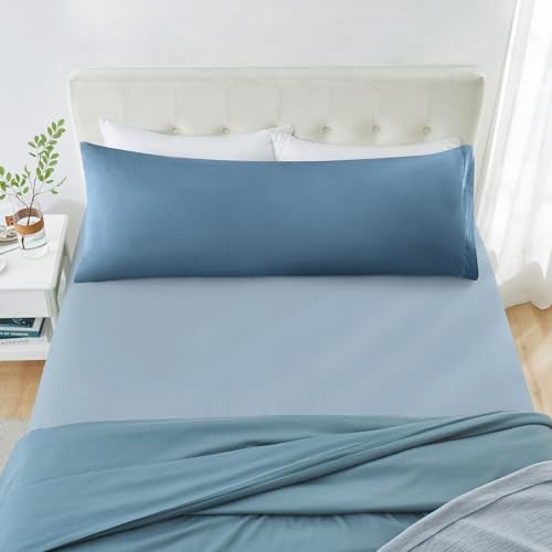 MILVOWOC 2Pcs Brushed Microfiber Body Pillowcases - 20 x 48 Inch, Slate Blue Pillow Case Set Non Slip Envelope Pillow Cover with Moisture Absorption and Anti-Wrinkle - Image 5