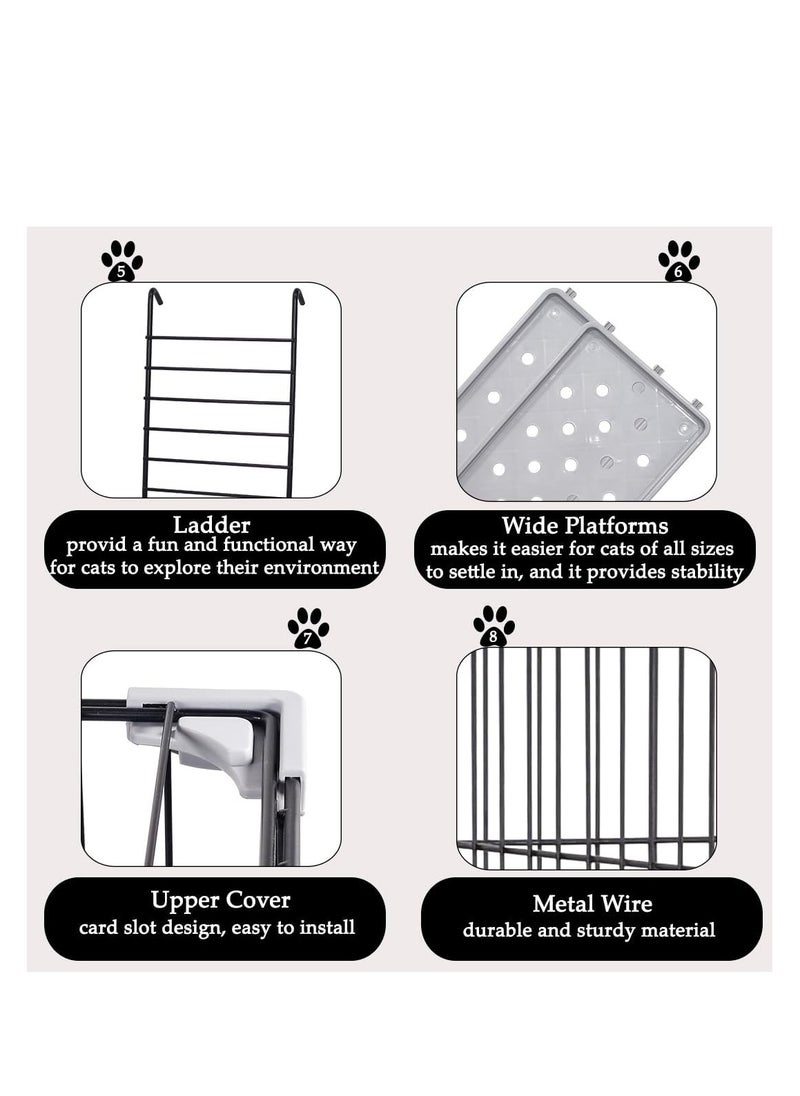 NNC PETS Multi-layer cat cage with Widened floors, Cozy Hammock and Step Ramp, 102 cm Indoor cat playhouse with Removable tray, Lockable wheels and Space-saving cat cage, Easy to assemble (Black)  - Image 3